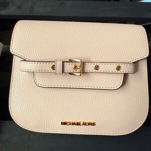 Michael Kors Beige Crossbody Bag with Gold Accents